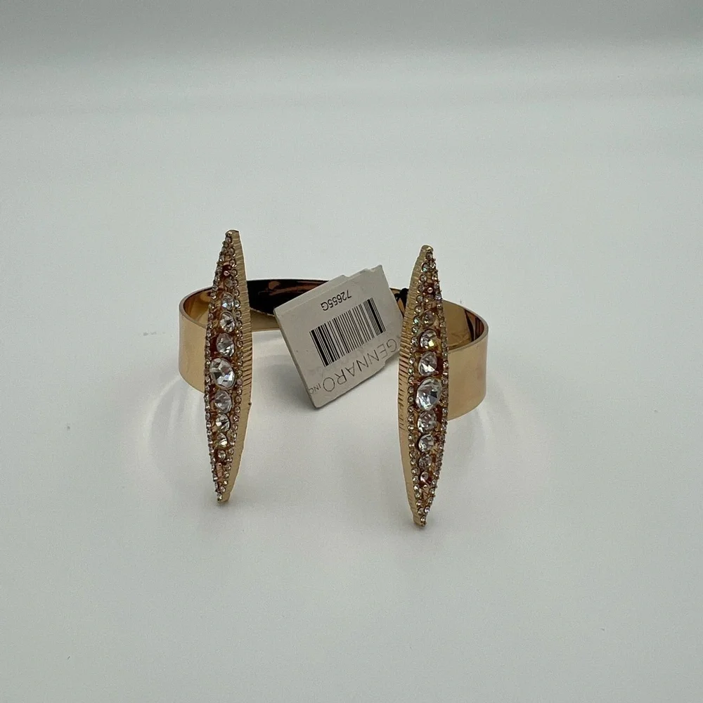 Gennaro Open Cuff Bracelet Gold Tone with Rhinestone